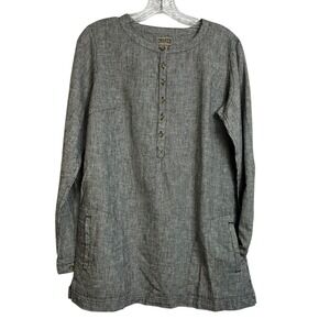 Duluth Trading Co Striped Hemp Cotton Tunic Shirt S Long Sleeve Popover  Pockets